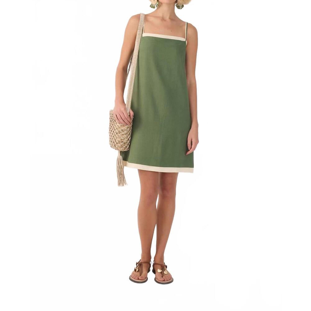 NEW DRESS TO contrast layered mini dress in olive green